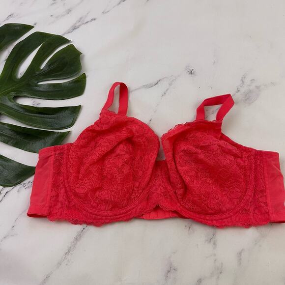Torrid Curve Lace Underwire Bra Size 46 C Coral Pink Full Coverage - Picture 1 of 8